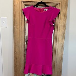 She and Sky Vibrant Pink Midi Dress